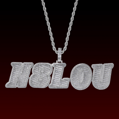 Big Baguette Italic Custom Letter Pendant