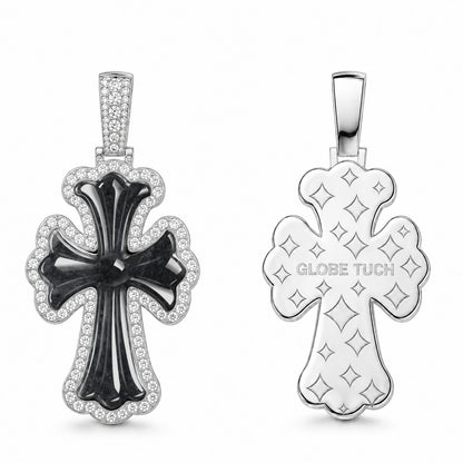 Black Jade Cross Iced Out Pendant