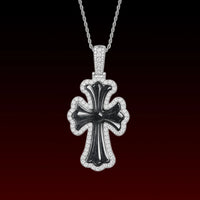 Black Jade Cross Iced Out Pendant