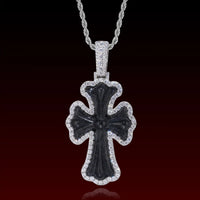 Black Jade Cross Iced Out Pendant