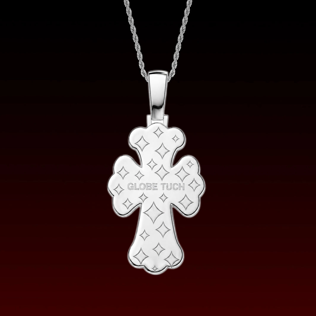 Black Jade Cross Iced Out Pendant