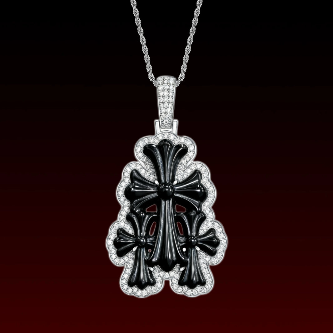 Black Jade Overlay Cross Pendant