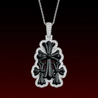 Black Jade Overlay Cross Pendant