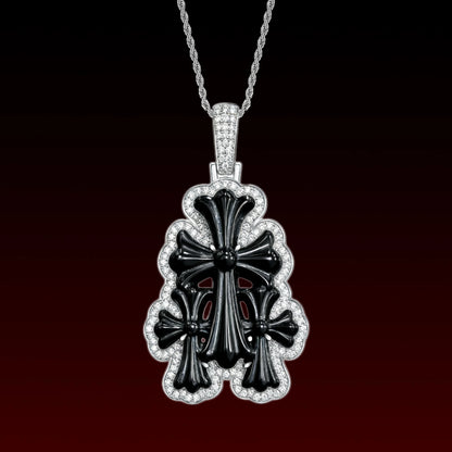 Black Jade Overlay Cross Pendant