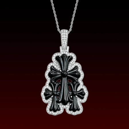 Black Jade Overlay Cross Pendant
