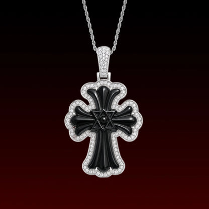 Black Jade Hexagram Cross Pendant