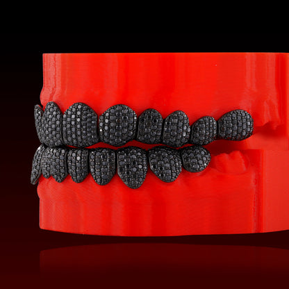 Black Moissanite Honeycomb Setting Custom Grillz