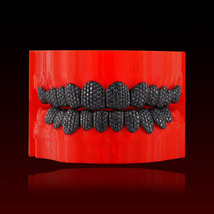Black Moissanite Honeycomb Setting Custom Grillz
