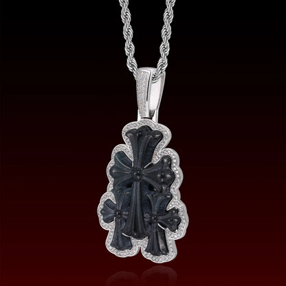 Black Jade Overlay Cross Pendant