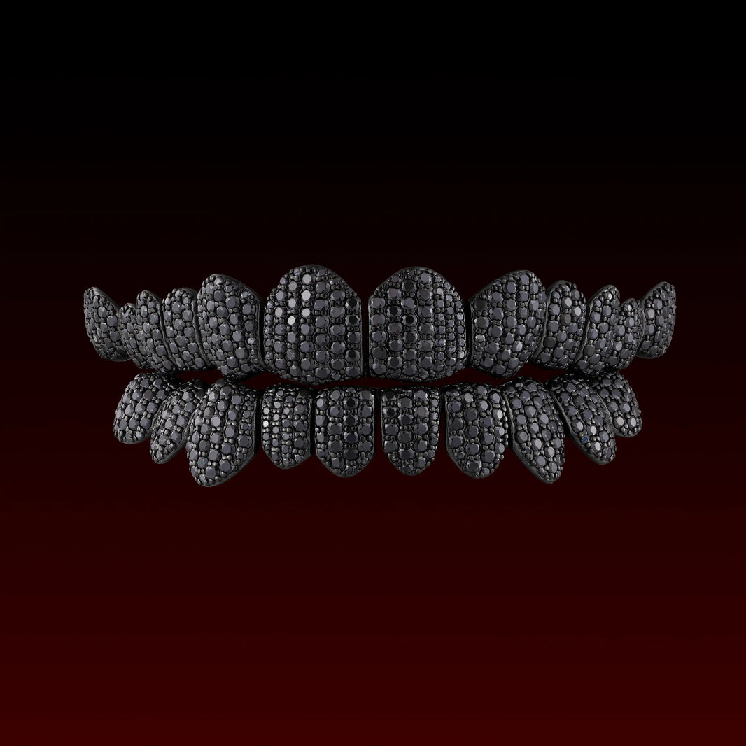 Black Moissanite Honeycomb Setting Custom Grillz