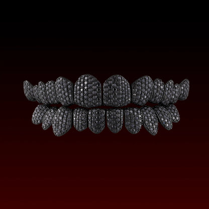 Black Moissanite Honeycomb Setting Custom Grillz
