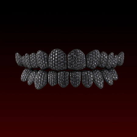Black Moissanite Honeycomb Setting Custom Grillz
