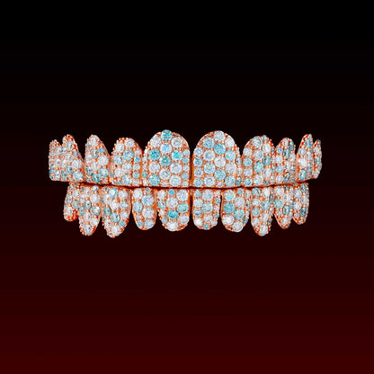Blue & White Jumbo Set Custom Moissanite Grillz