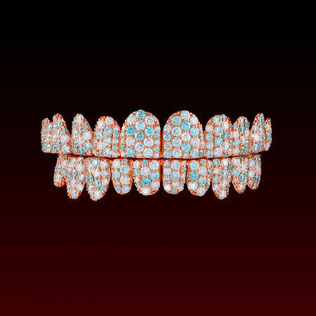 Blue & White Jumbo Set Custom Moissanite Grillz