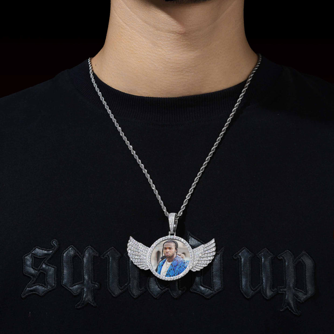 Photo With Wings Custom Moissanite Pendant