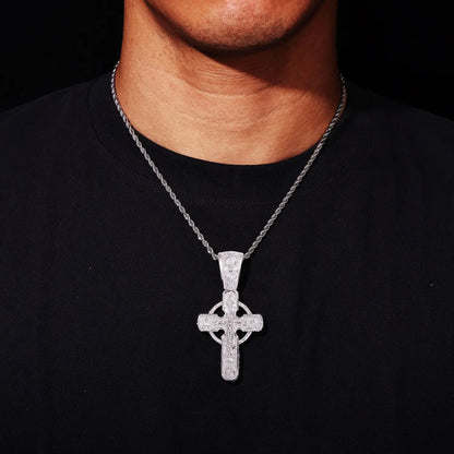 Cathedral Halo Cross Iced Out Pendant