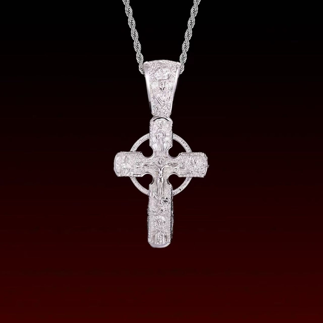 Cathedral Halo Cross Iced Out Pendant