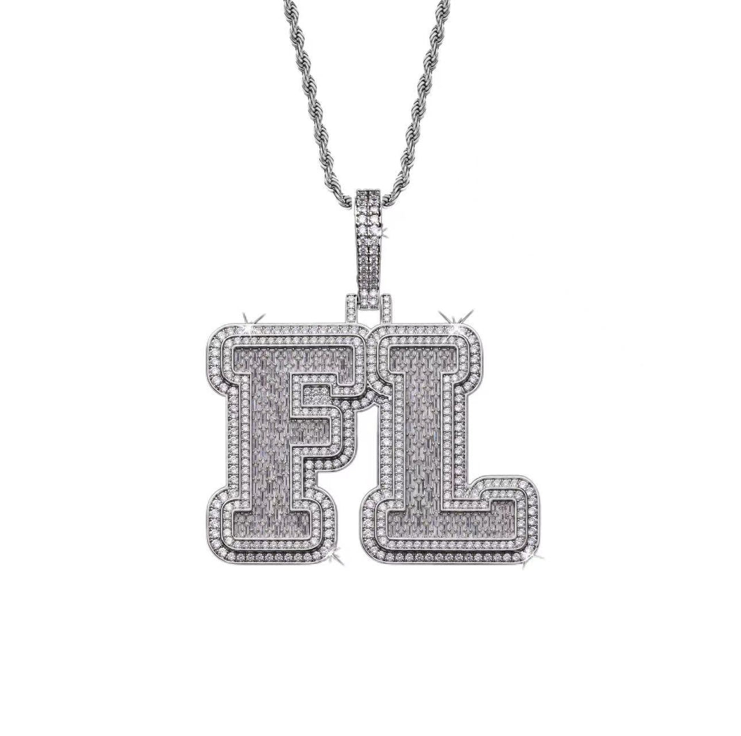 Baguette Cut Custom Letter Pendant