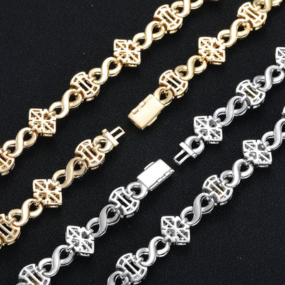 Flower Color Gemstone Iced Out Chain