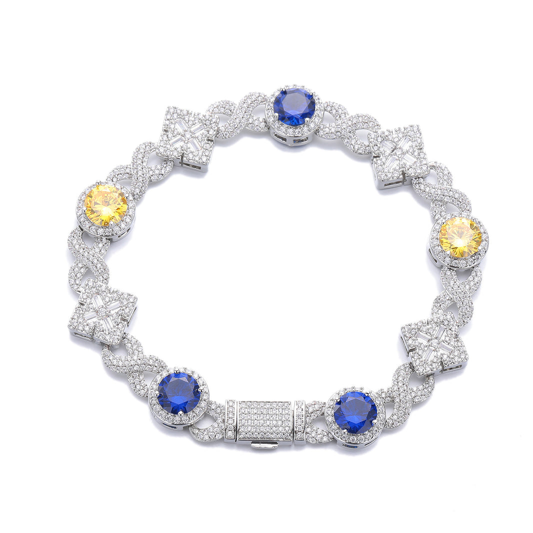 Flower Color Gemstone Iced Out Bracelet