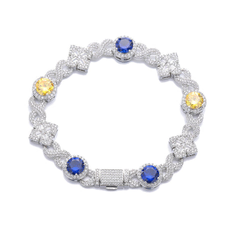 Flower Color Gemstone Iced Out Bracelet
