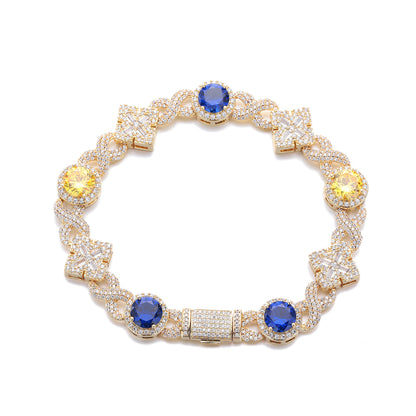 Flower Color Gemstone Iced Out Bracelet