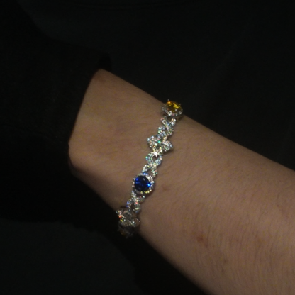 Flower Color Gemstone Iced Out Bracelet