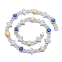 Flower Color Gemstone Iced Out Chain