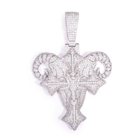 Goat Head Cross Iced Out Pendant