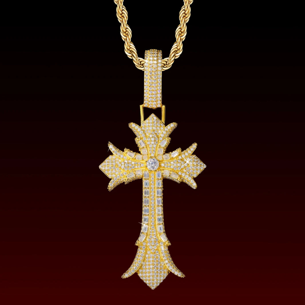 Gothic Cross Iced Out Pendant