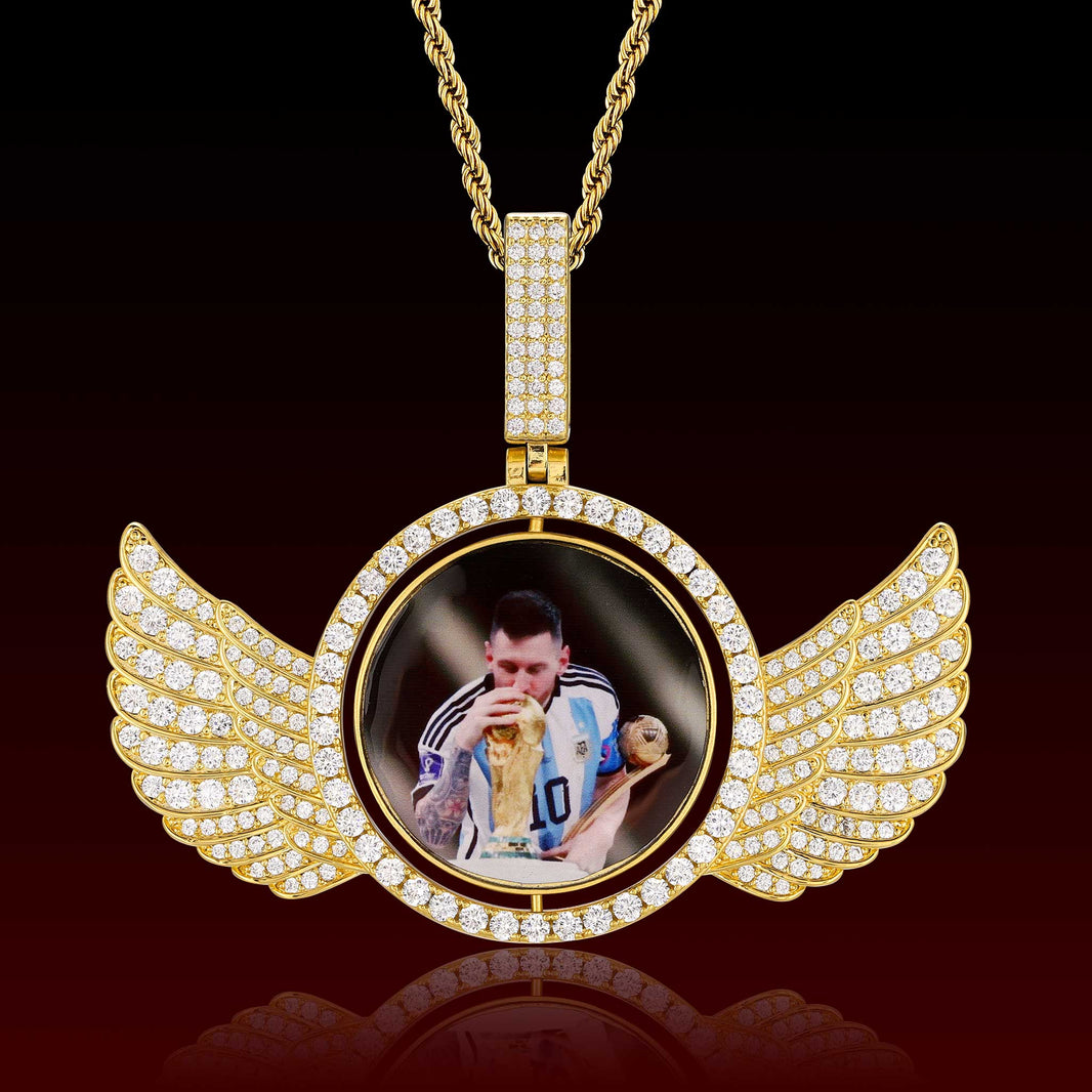 Photo With Wings Rotating Pendant