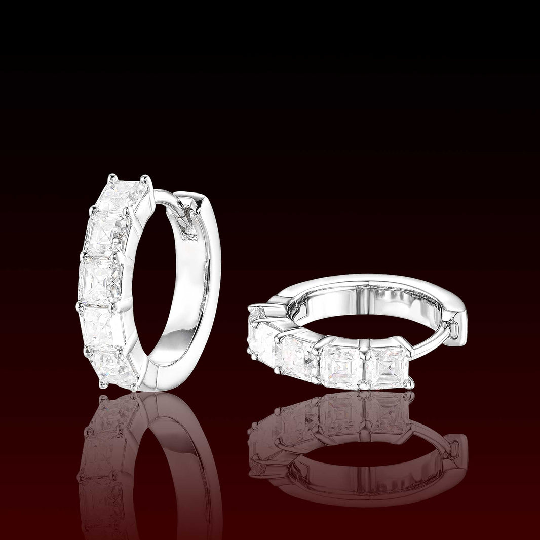 Asscher Cut Hoop Moissanite Earring