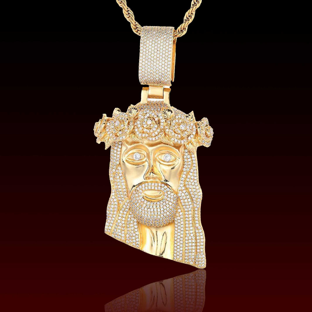 S925 Rose Crown Jesus Moissanite Pendant
