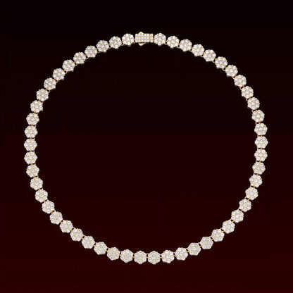 S925 Moissanite 9MM Cluster Tennis Chain