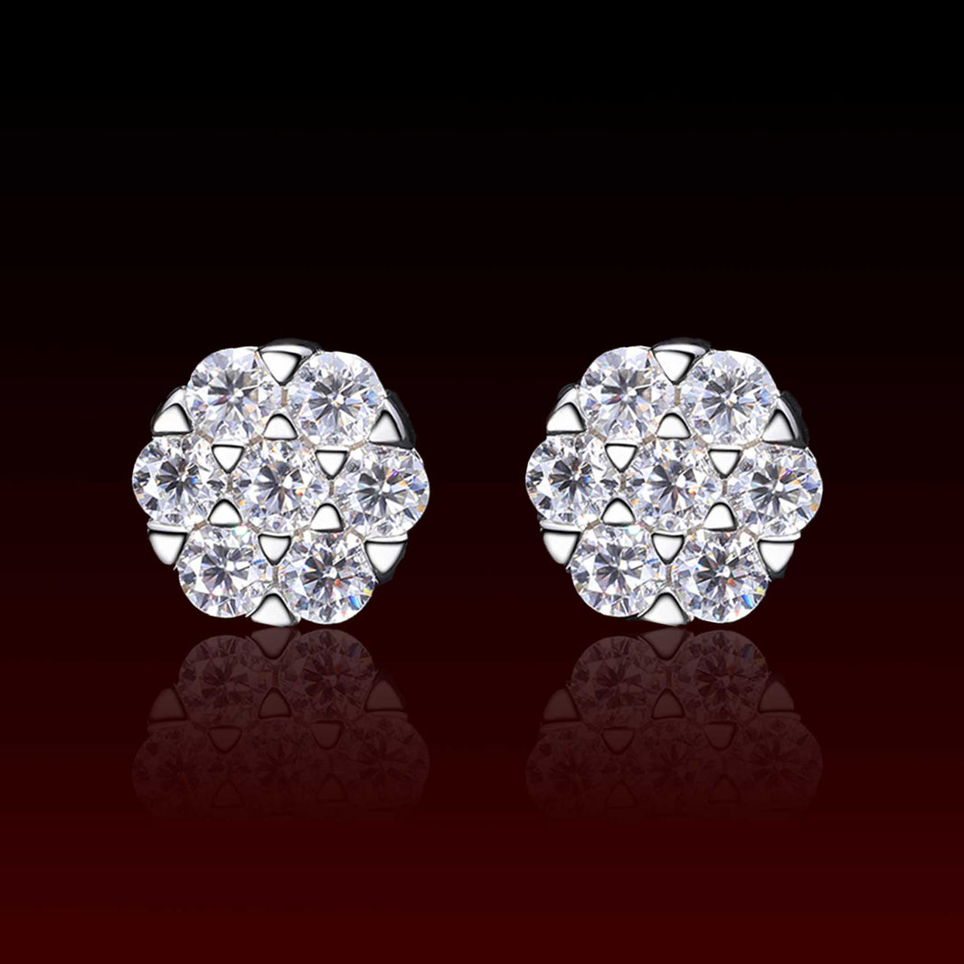 10MM Cluster Moissanite Stud Earrings