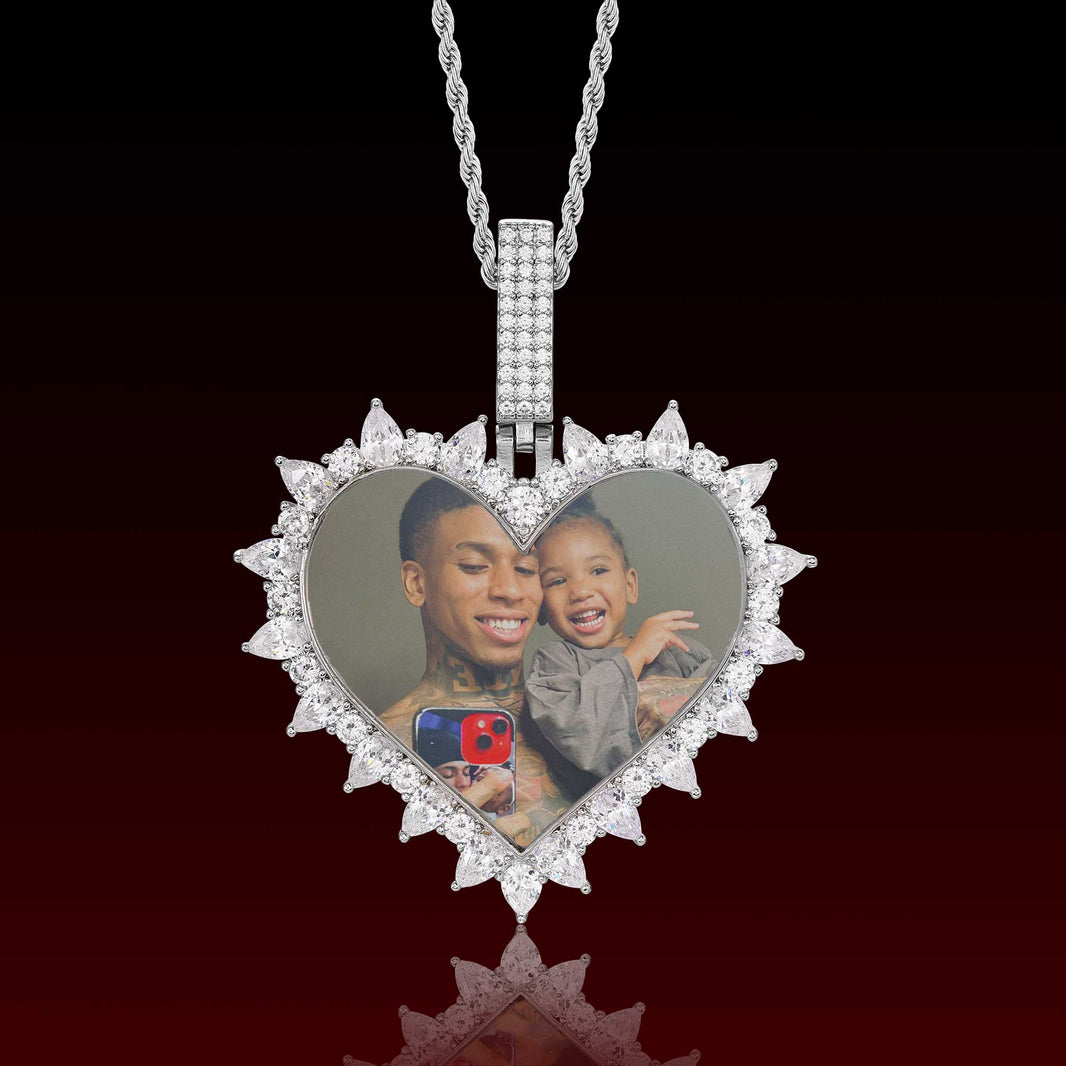 Pear Cut Heart Photo Pendant