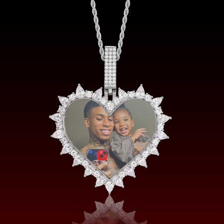 Pear Cut Heart Photo Pendant