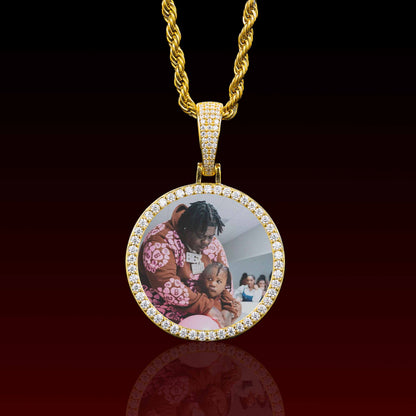 36MM Round Photo Custom Moissanite Pendant