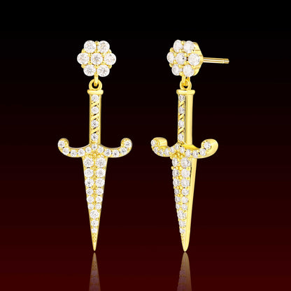 Cluster Sword Dangling Moissanite Earring