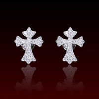 Clustered Cross Moissanite Stud Earrings