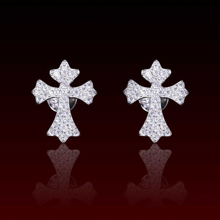 Clustered Cross Moissanite Stud Earrings
