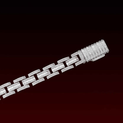 3 Row Baguette & Round Moissanite Bracelet