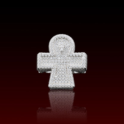 S925 Moissanite Ankh Halo Ring