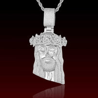 Iced Rose Crown Jesus Pendant