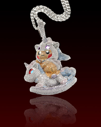 Cartoon Unicorn Iced Out Pendant
