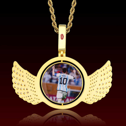 Photo With Wings Rotating Pendant