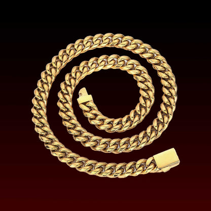 18K Single Spring Buckle Miami Cuba Chain