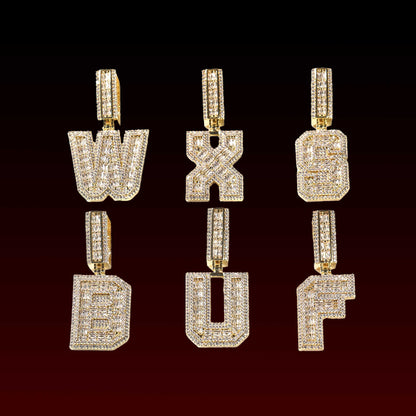 Square Buguette Custom Letter Pendant