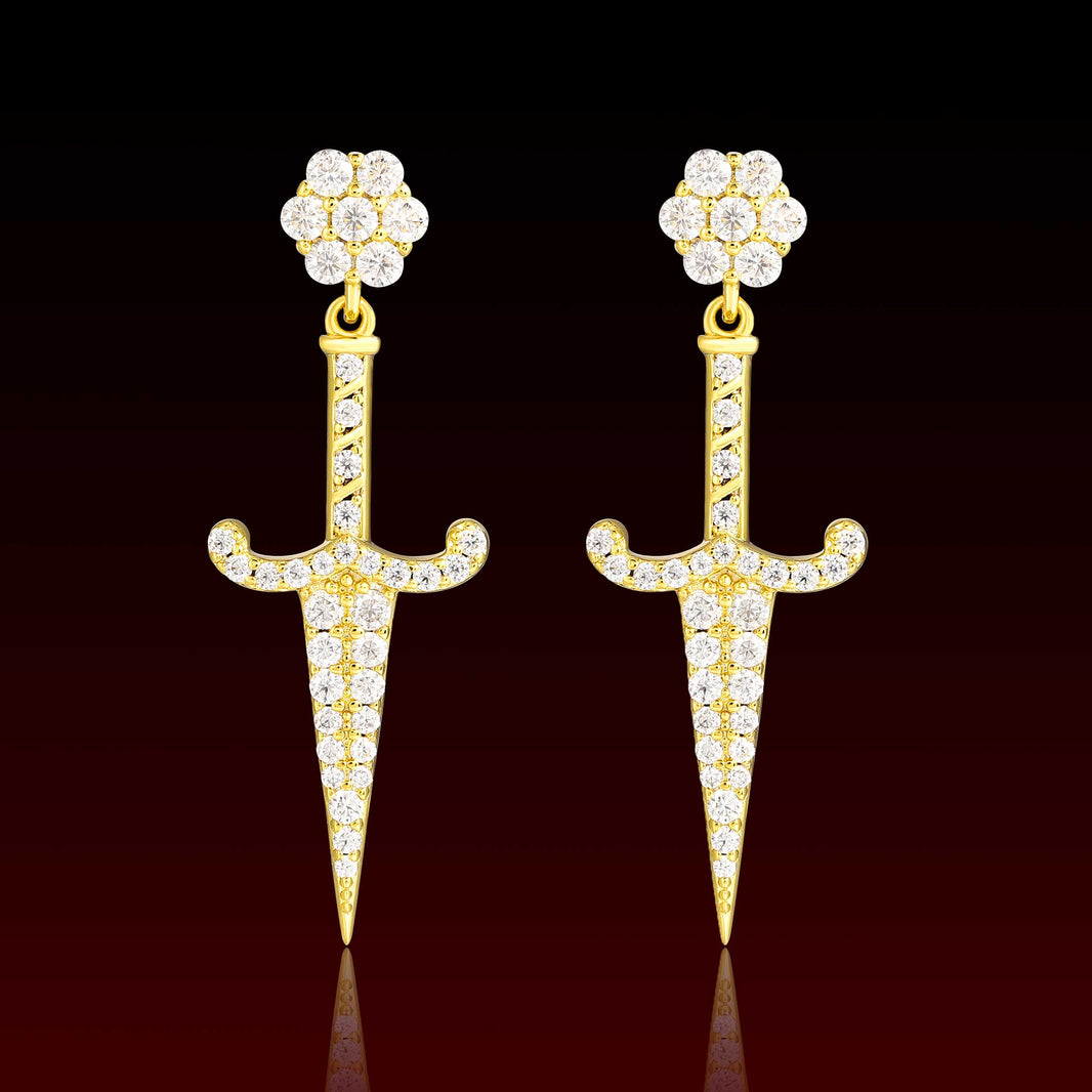 Cluster Sword Dangling Moissanite Earring