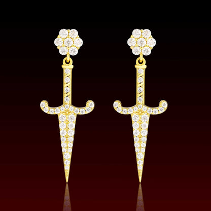 Cluster Sword Dangling Moissanite Earring
